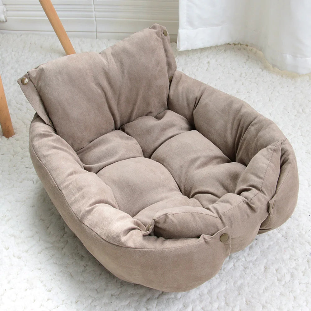 Mjuk 3-i-1 hundbädd för små hundar, brun variant