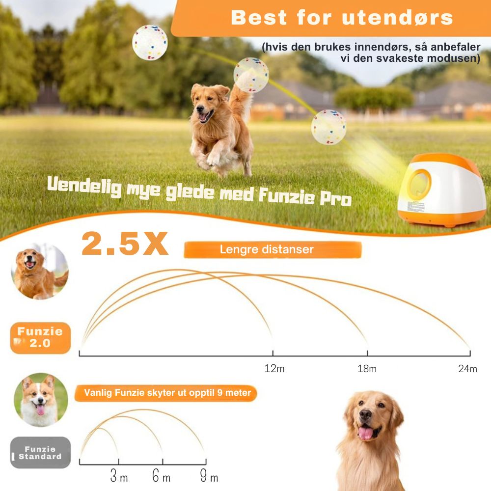 Funzie Pro™ - Forhåndsreservasjon av ballkaster til større hunder