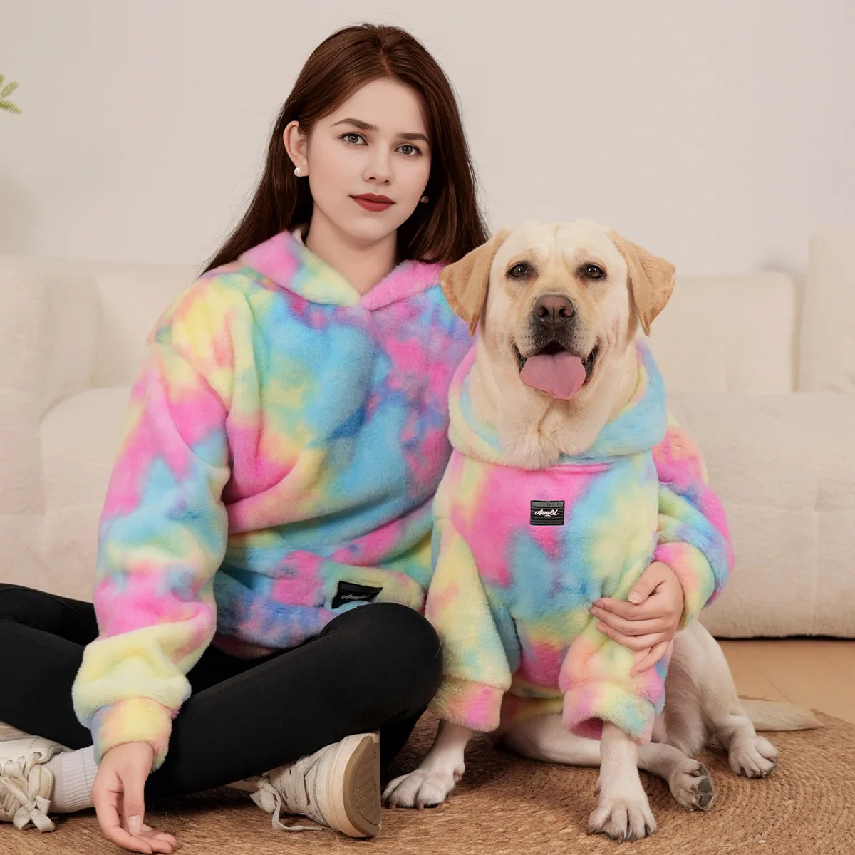 Matchende hettegenser for hund og eier