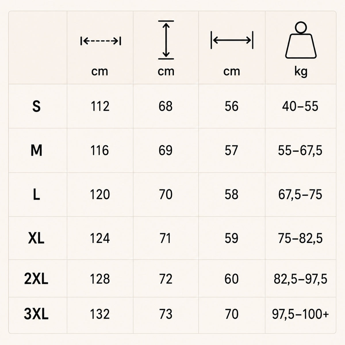 Størrelsesguide for eierens matchende fleecehettegenser