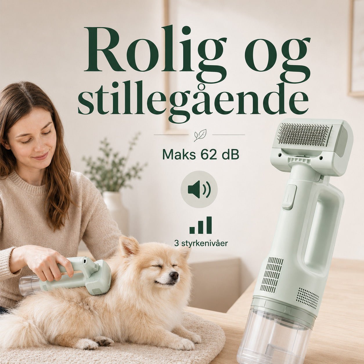 PelsVac Air™ – Ledningsfri pelsbørste med vakuum - GodHund