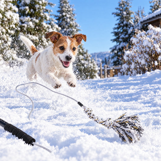 Jack russell spurter etter tauet i snøen
