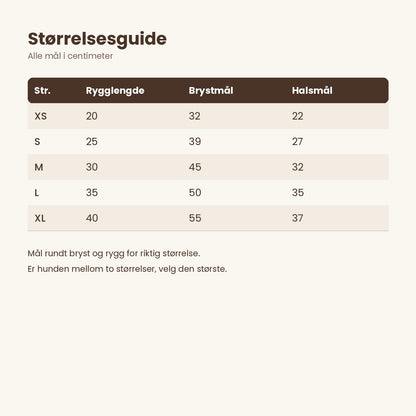 Størrelsesguide for Vinterjakke med fleecefôr
