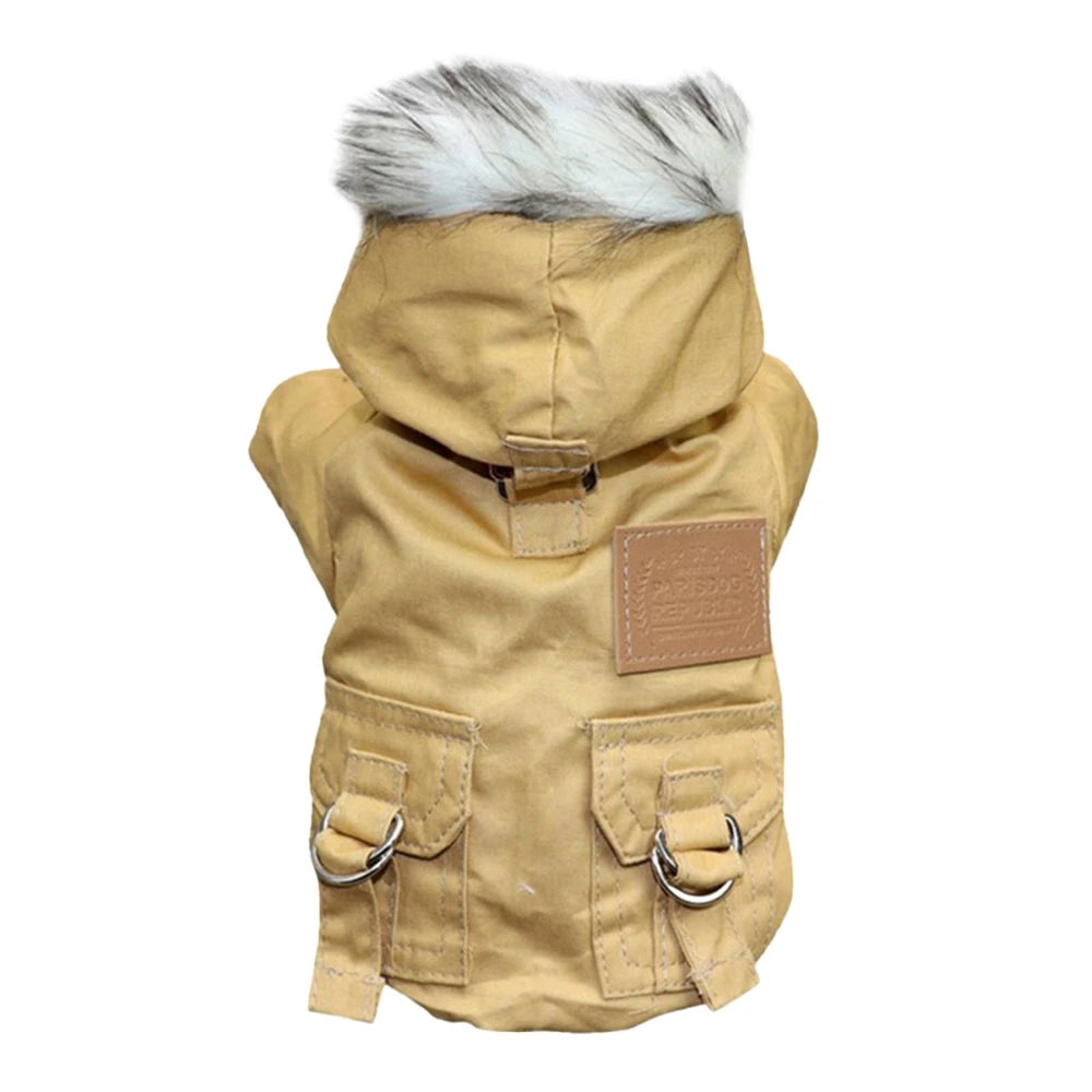 Varm hundjacka med huva, beige variant