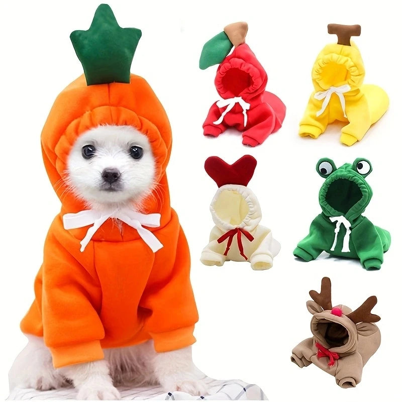 Cute Fruit Dog Clothes for Small Dogs hoodies Warm Fleece Pet Clothing Puppy Cat Costume Coat for French Chihuahua Jacket Suit - GodHund