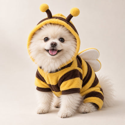 Hundehoodie i biestil, gul og brun fleece