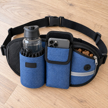 FlexiLeash magebelte med flaskeholder, mobillomme og glidelåslomme for godbiter