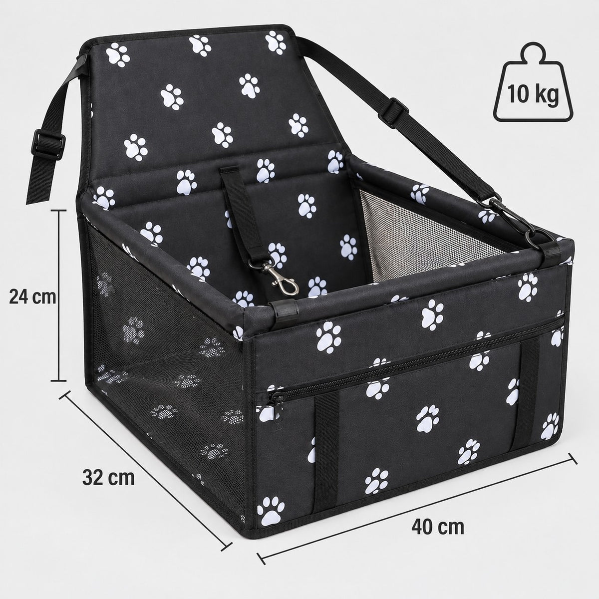 Bilsete for hund 40 x 32 x 24 cm, opptil 10 kg