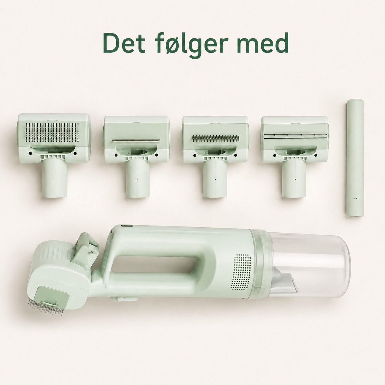 PelsVac Air dansk billede: det følger med