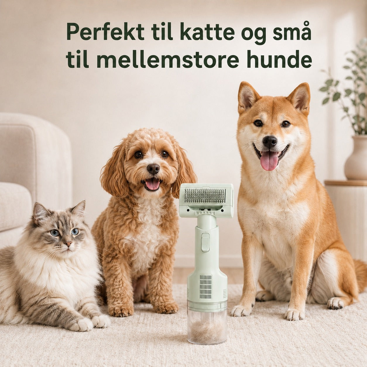 PelsVac Air dansk billede: katte og små til mellemstore hunde