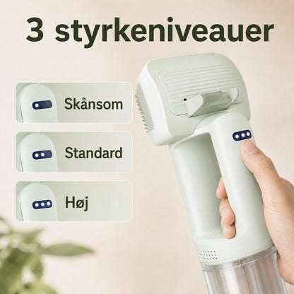 PelsVac Air dansk billede: tre styrkeniveauer