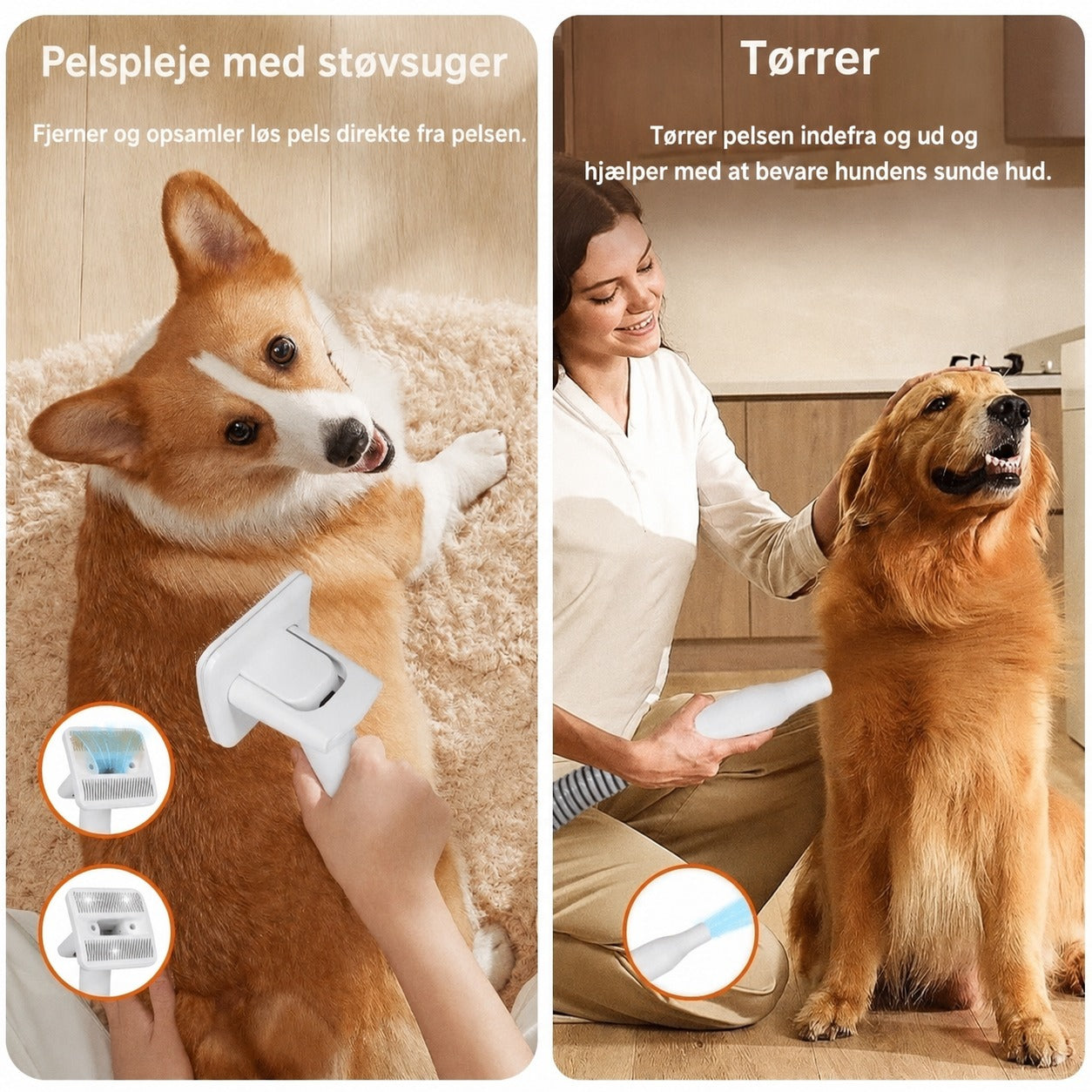 PelsVac Pro dansk billede: pelspleje med støvsuger