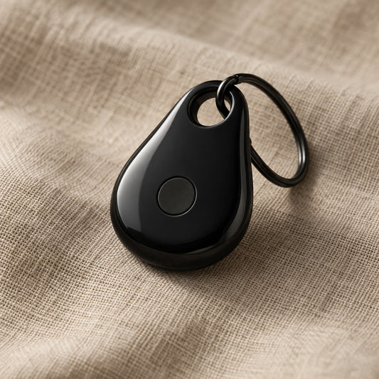 Sort bluetooth-sporingsbrikke til hundehalsbånd med nøkkelring