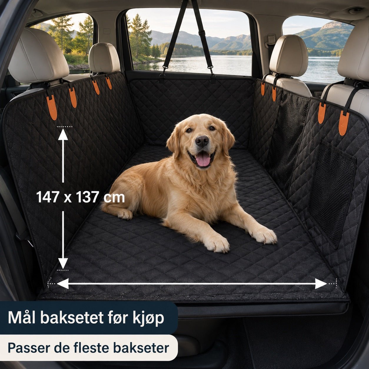 TryggTur XL™ - baksetebeskytter med hardt gulv - GodHund